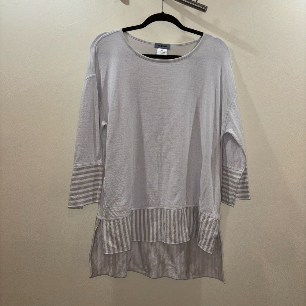 Iridium 100% Pima Cotton Striped Lagenlook Oversized Shirt – Size XS